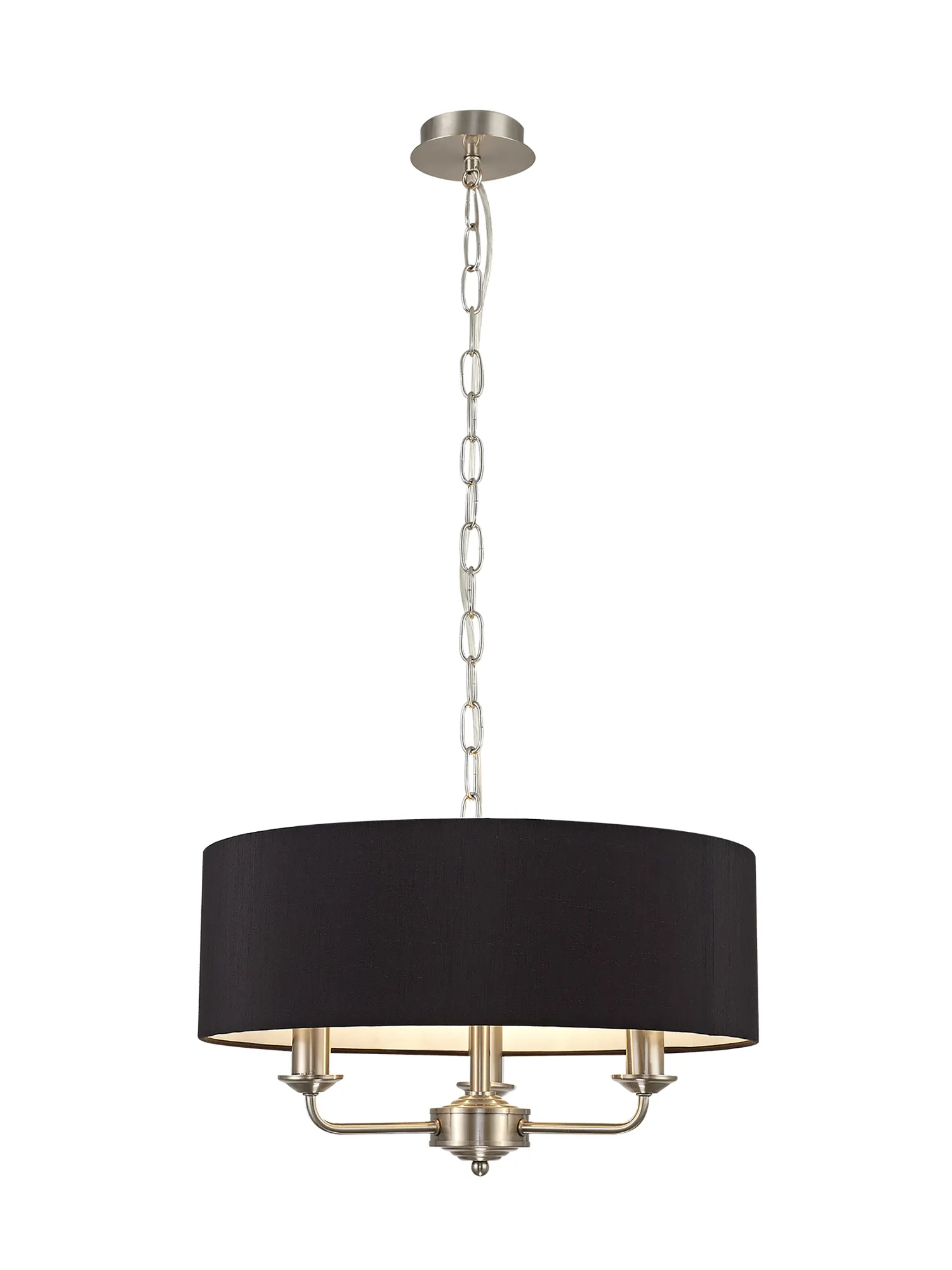 DK0059  Banyan 45cm 3 Light Pendant Satin Nickel; Black